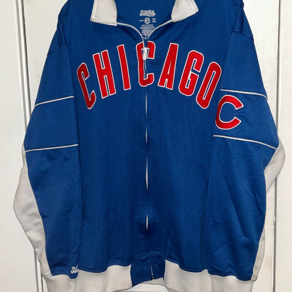 Stitches Chicago Cubs Blue and Red Zip-Up Jacket